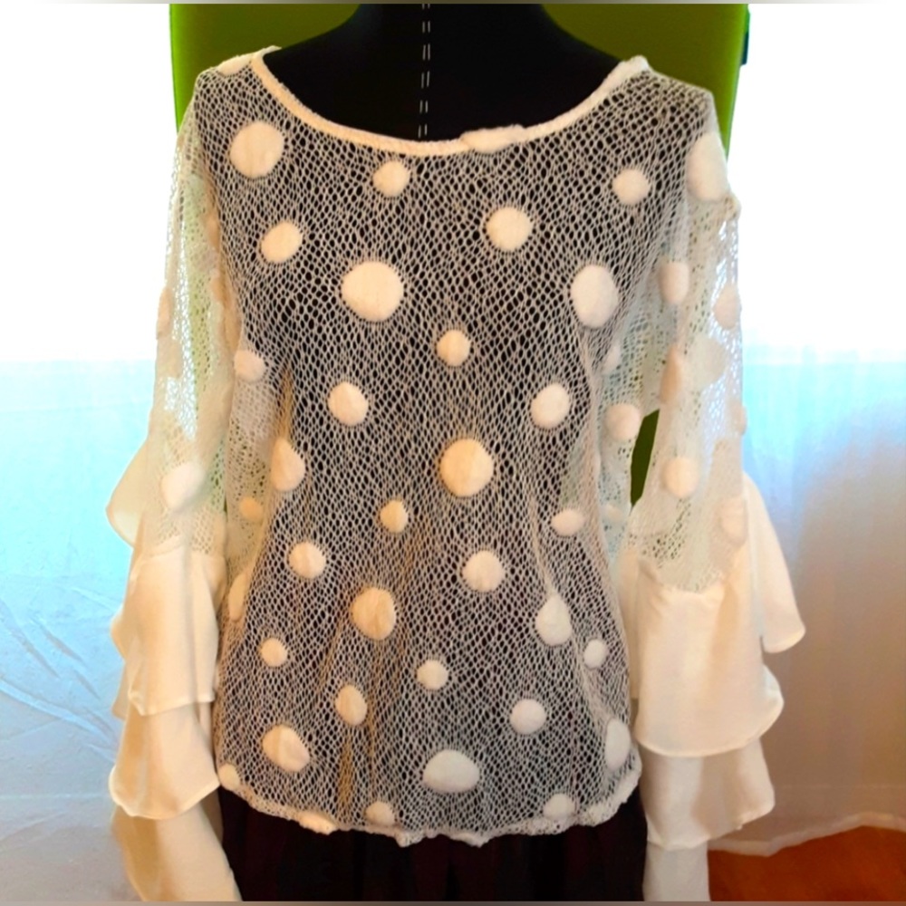 White Tiered Bell Sleve Blouse